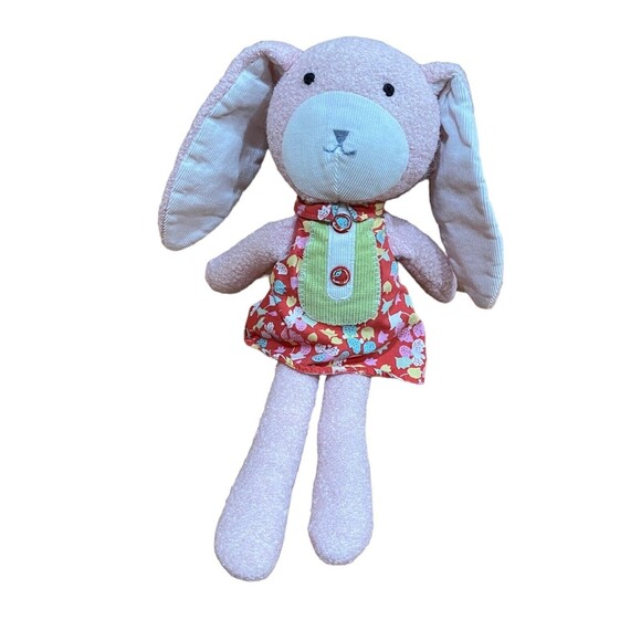 POTTERY BARN KIDS Girly Stuffed Animal Bunny Rabbit Easter Toy Pink w Dress 12" - Picture 3 of 12